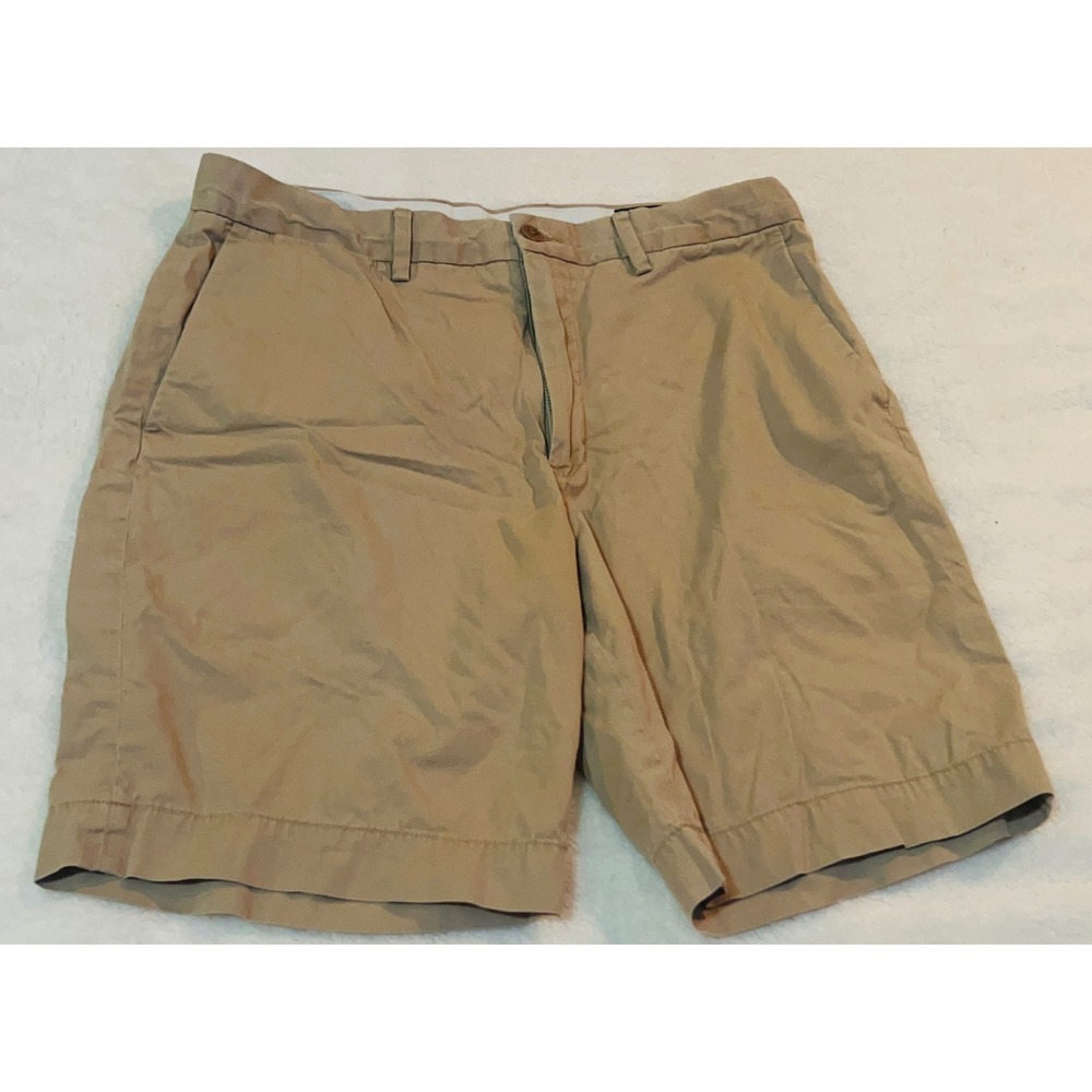Polo Ralph Lauren Mens Khaki Tan Chino Shorts Stretch Cotton Size 31 Flat Front